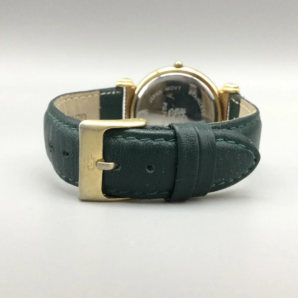 Paolo Gucci Womens Watch 34mm Green Leather Gold Tone PG755YG New Battery - Picture 7 of 14